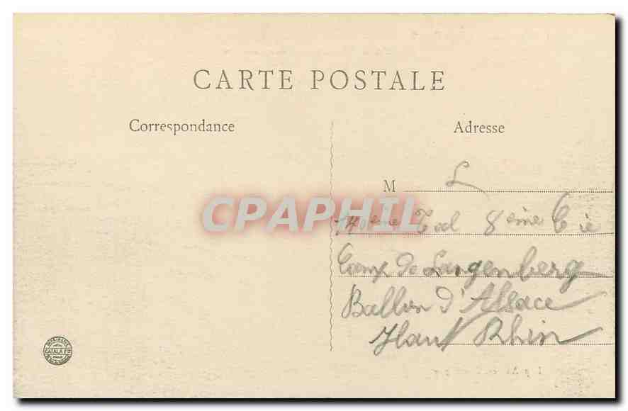 CPA Les Vosges Illustrees Ballon d'Alsace Vallon de Sewen  — Rückseite
