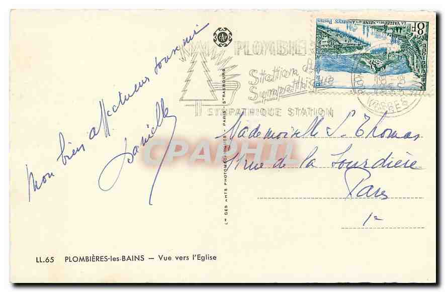 CPA Plombieres les Bains Vue vers l'Eglise  — Rückseite