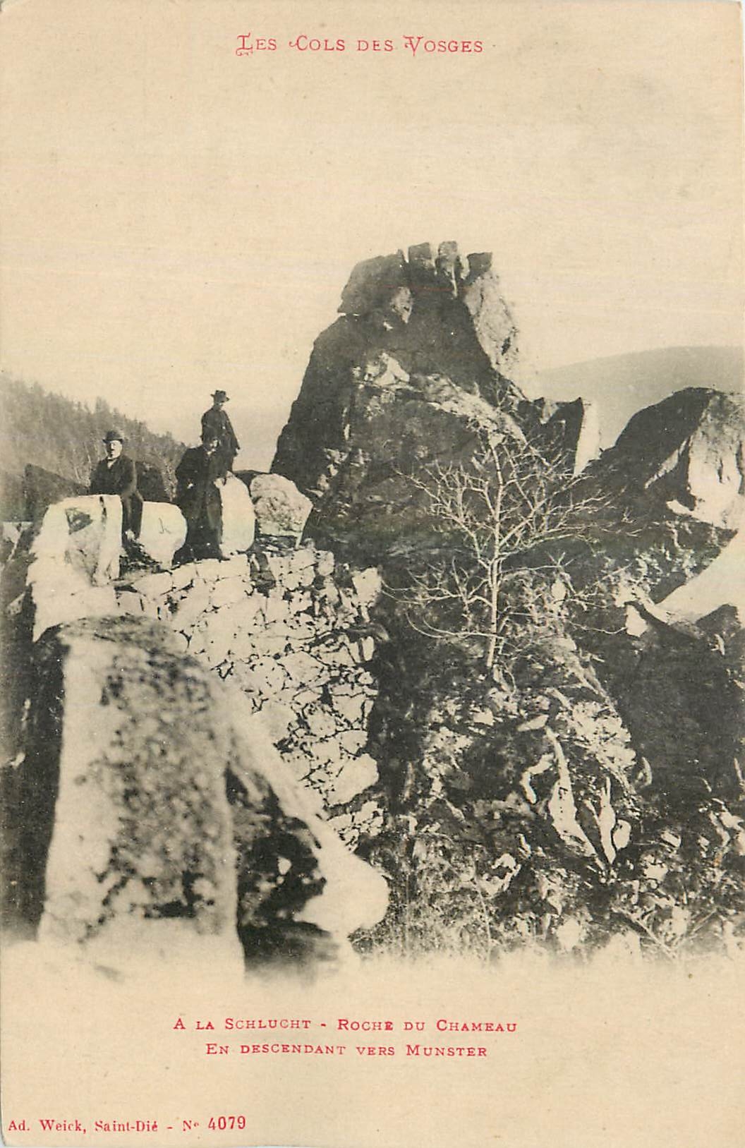 CPA Les Cols des Vosges A la Schlucht Roche du Chambau En descendant vers Munster
