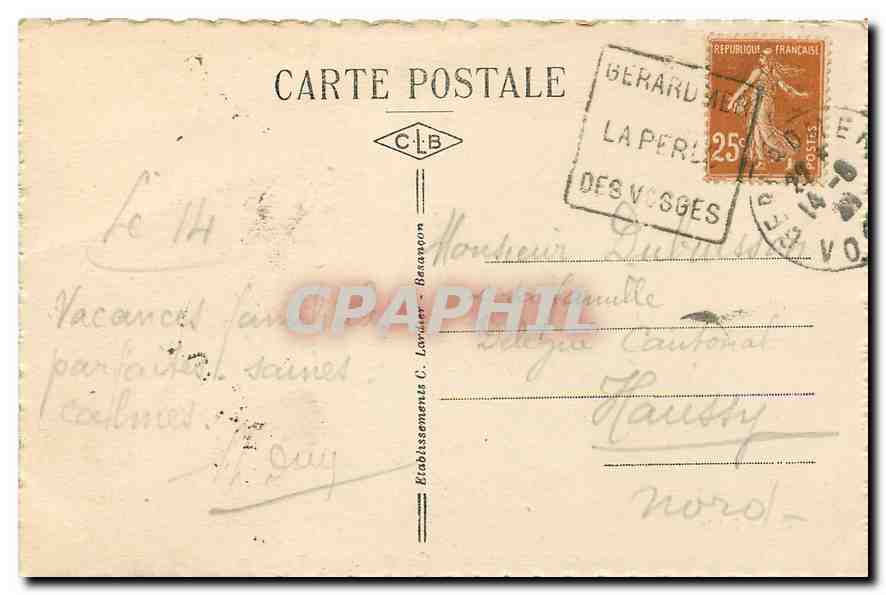CPA Gerardmer Les Portes de Vologne  — Back