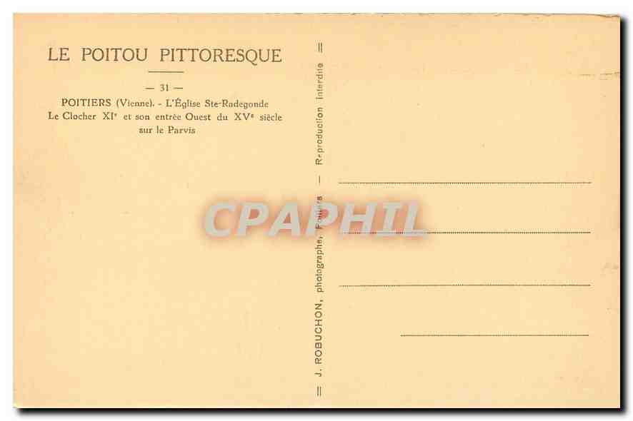 CPA Poitiers Vienne l'Eglise Ste Radegonde  — Verso