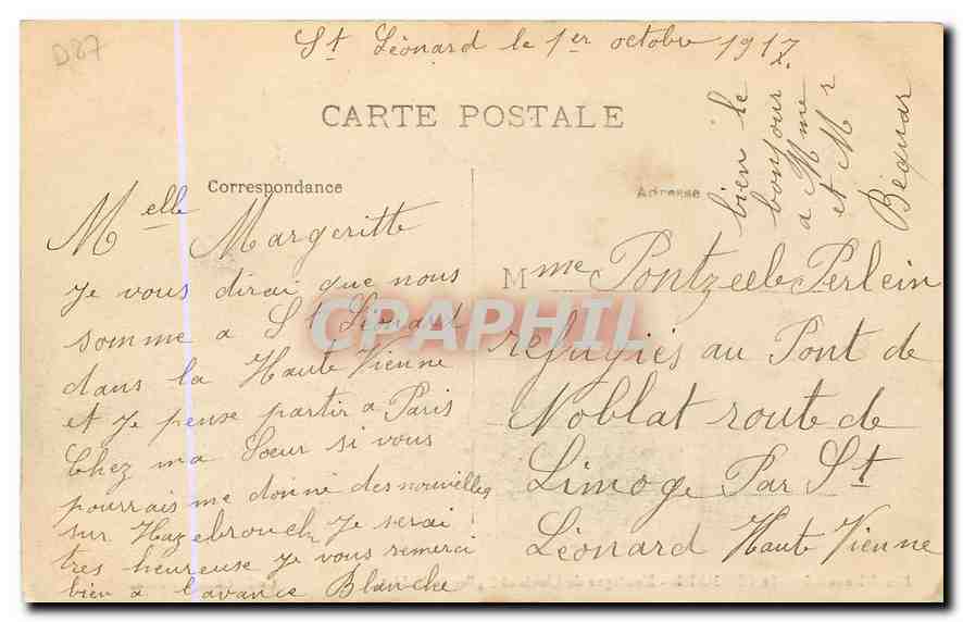 CPA Hte Vienne St Leonard Montagne de Clovis et Eglise de Nobiat  — Rückseite