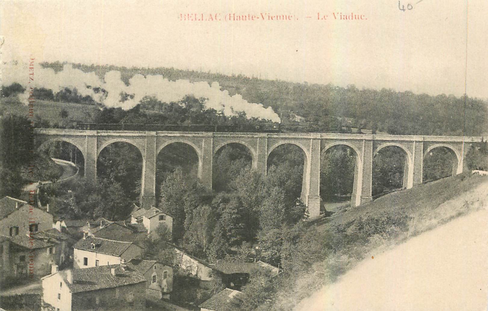 CPA Haute Vienne Le Viaduc Bellac Train