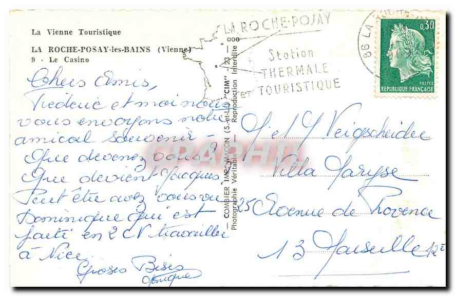 CPM Vienne Touristique Roche Posay les Bains Vienne Le Casino  — Back