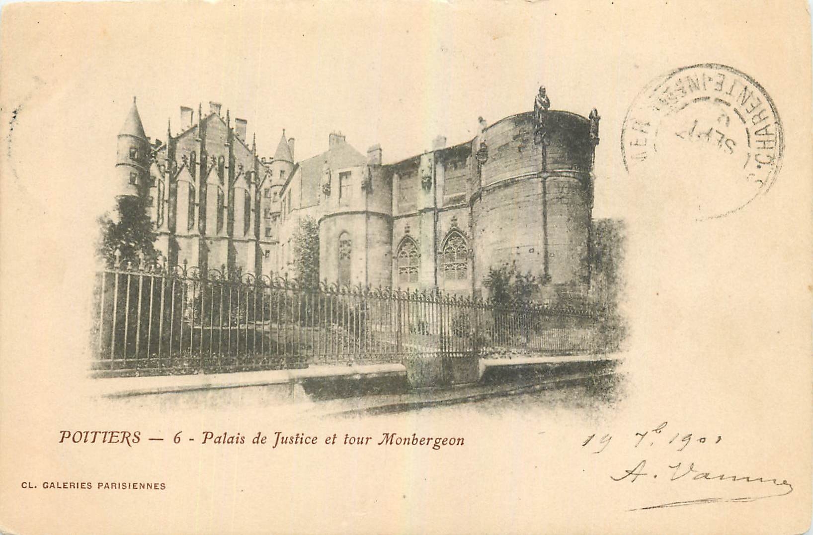 CPA Poitiers Palais de Justice et tour Monberon g