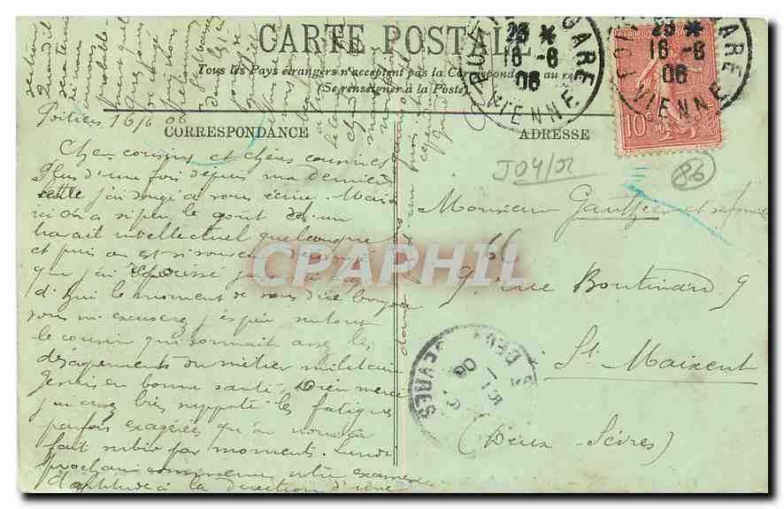 CPA Poitiers Le Jardin de Blossac Les Grand Allees  — Back