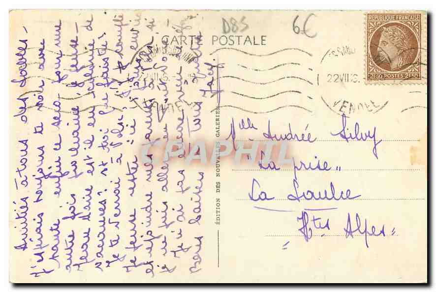 CPA Les Sables d'Olonne Sur la Cote de saint Jean l'Orbestier La Roche Trouee  — Back