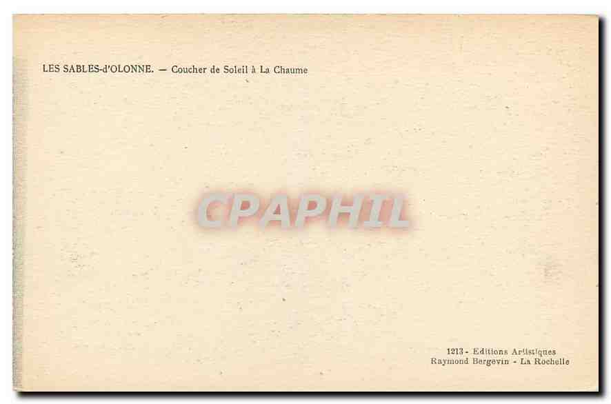 CPA Les Sables D'Olonne Coucher de Soelil a la Chaume  — Back