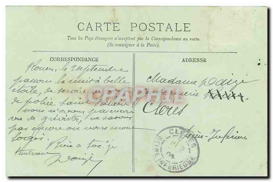 CPA Rouen La Cor du Palais de Justice  — Rückseite