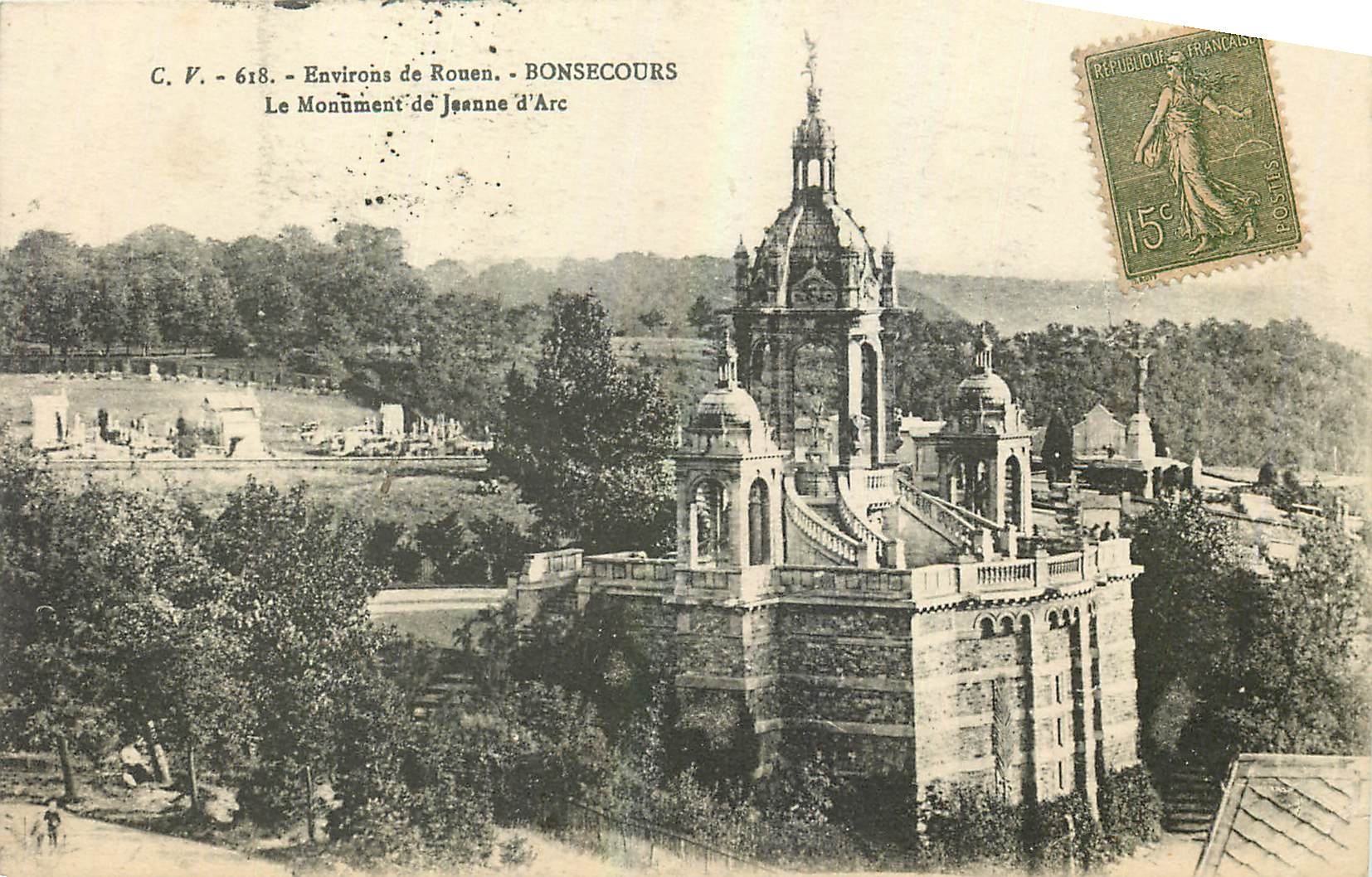 CPA Environs de Rouen Bonsecours Le Monument de Jeanne d'Arc 