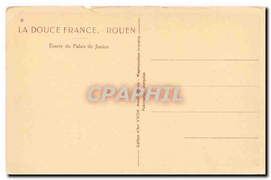 CPA Rouen Entree du Palais de Justice  — Rückseite