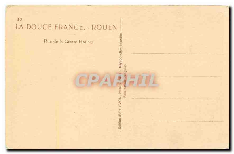 CPA Rouen Rue de la Grosse Horloge  — Rückseite