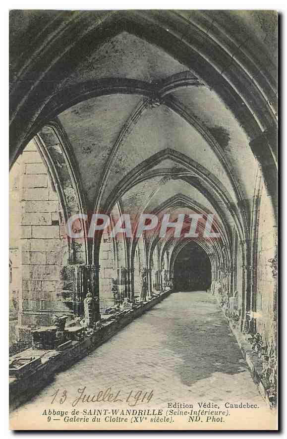 CPA Abbaye de Saint Wandrille Seine Interieure Galerie du Clotre 