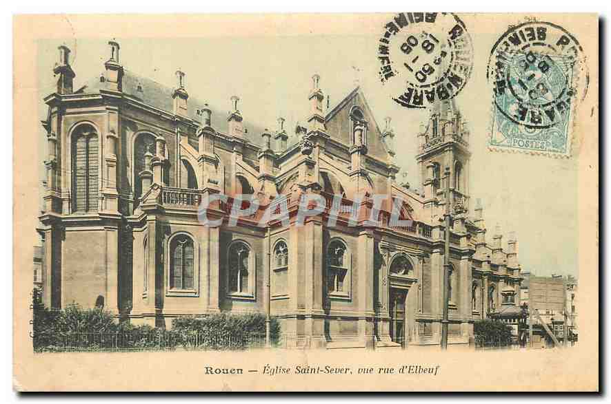 CPA Rouen Eglise Saint Sever Vue Rue d'Elbeuf