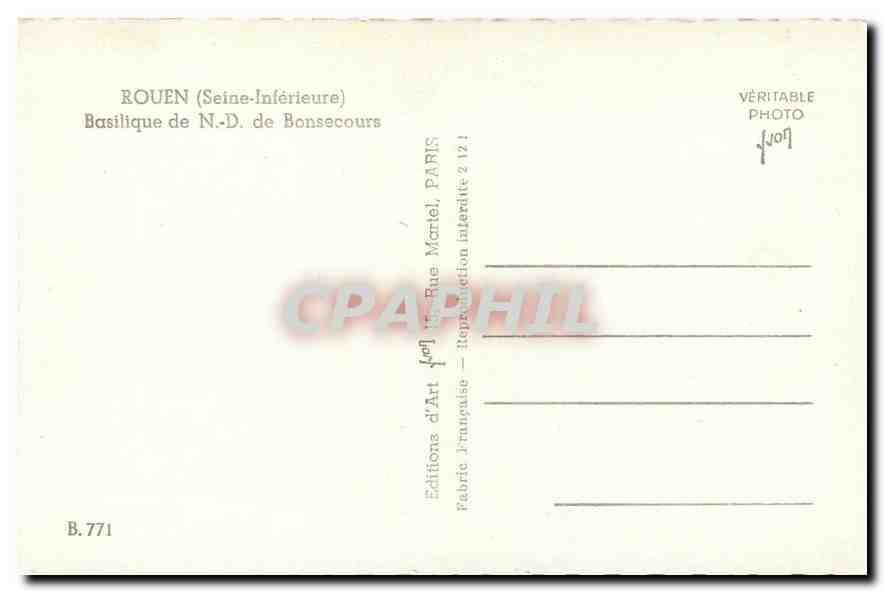 CPA Rouen Seine Inferieure Basilique de N D de Bonsecours  — Verso