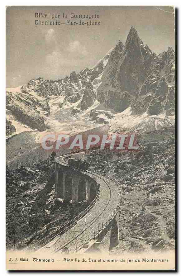 CPA Chamonix Aiguille du Dru et chemin fer du Montenvers 