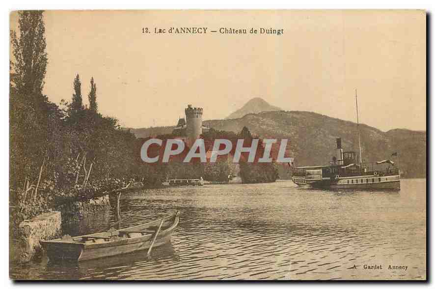 CPA Lac d'Annecy Chateau de Duingt Bateau