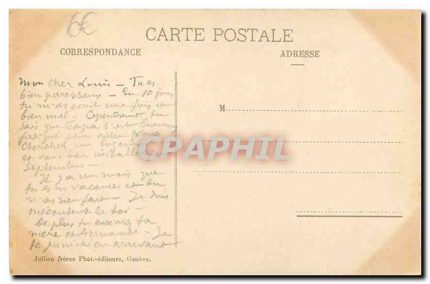 CPA Sur les Sommets Aiguille verte et le Mont Blanc Chevres — Verso