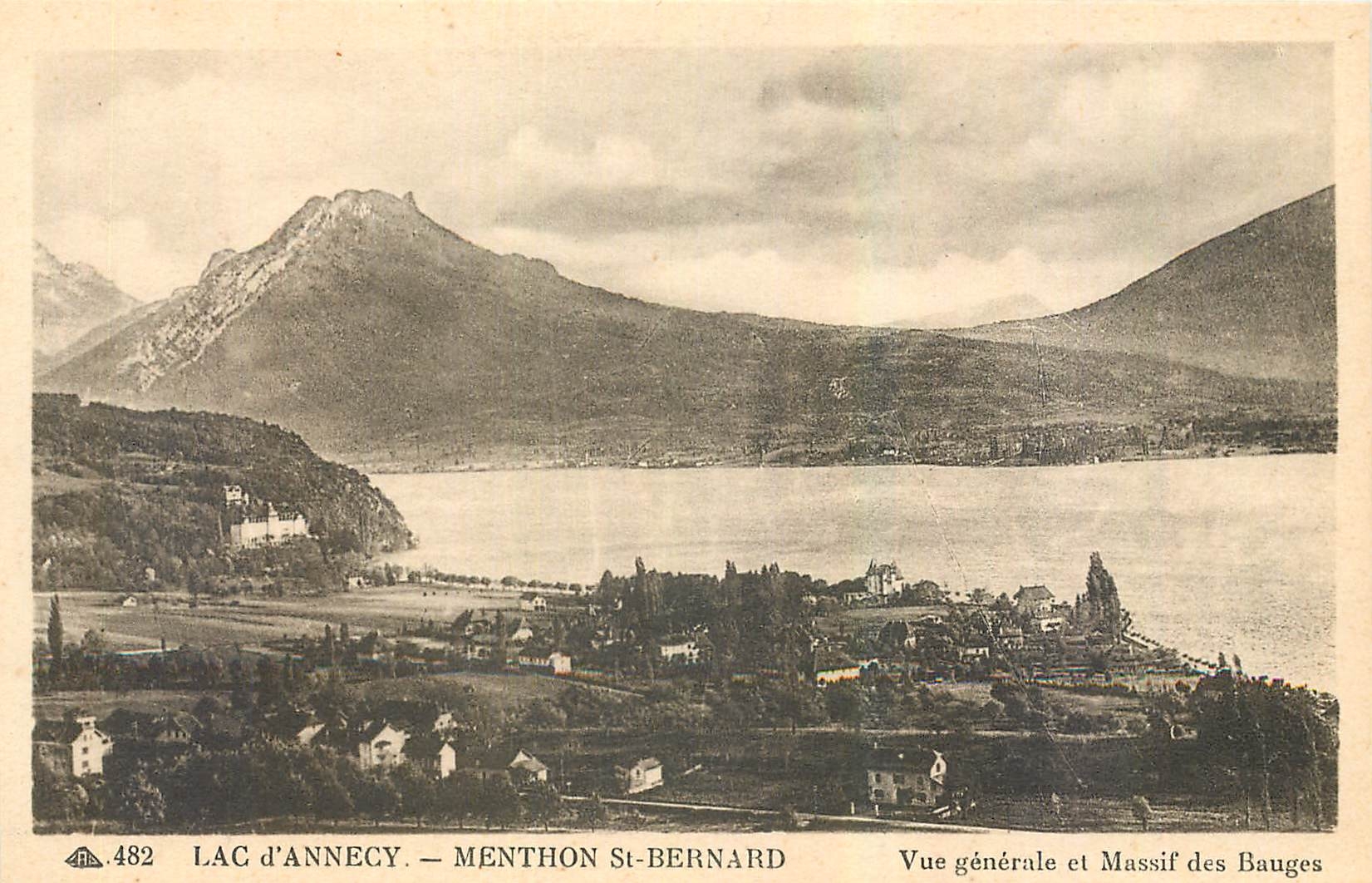 CPA Lac d'Annecy Menthon St Bernard Vue generale et Massid des Bauges 