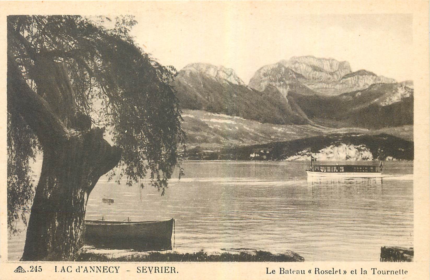 CPA Lac d'Annecy Sevrier Le Bateau Roselet et la Tournette 