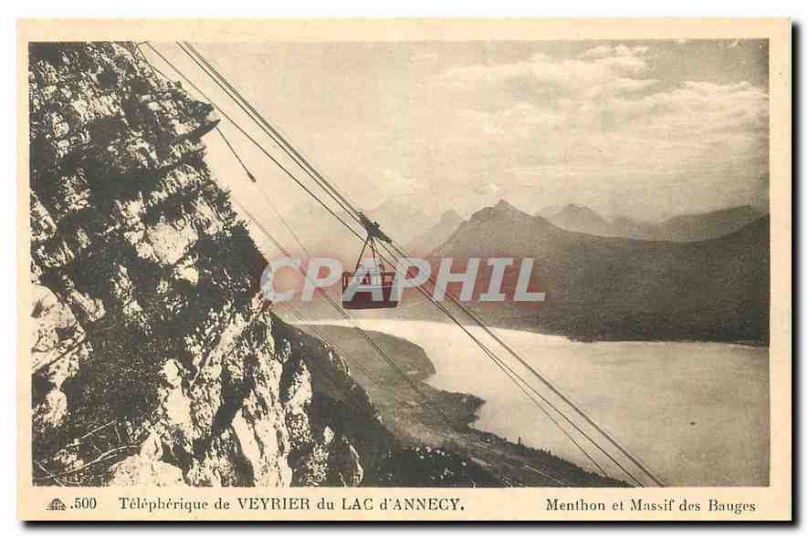 Téléphérique de Veyrier du Lac d'Annecy — Menthon et Massif des Bauges — éditeur L.A.P. n°44