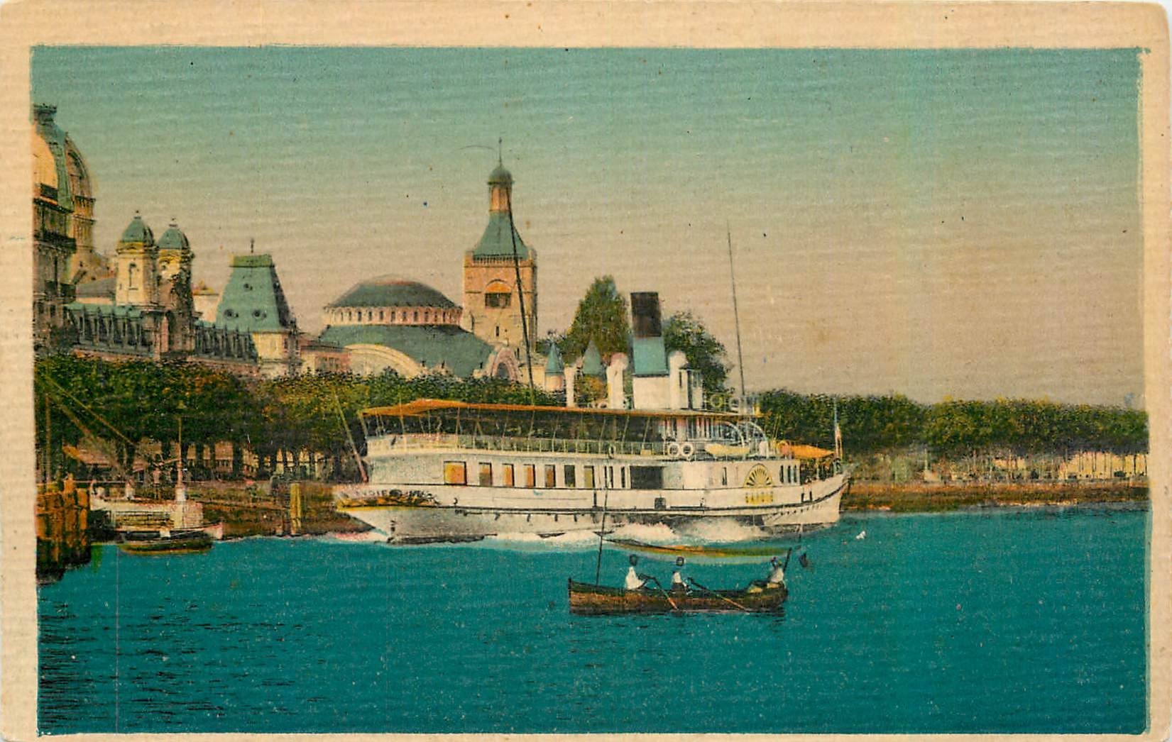 CPA Evian les Bains Le Port Depart du Vapeur Savoie Bateau