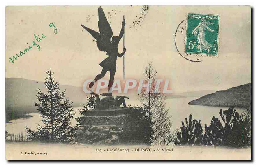 Lac d'Annecy — Statue de Saint-Michel — A. Gardet, Annecy, n°115