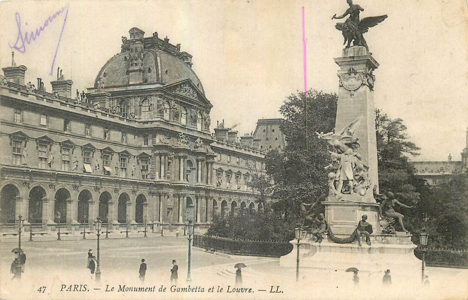 CPA Paris Le Monument de Gambetta et le Louvre 