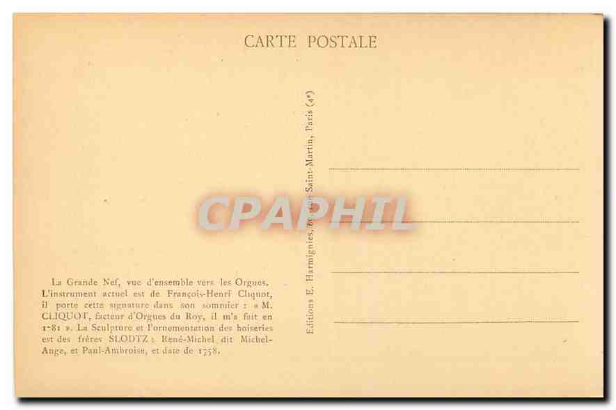 CPA Paris Eglise Saint Merry  — Verso