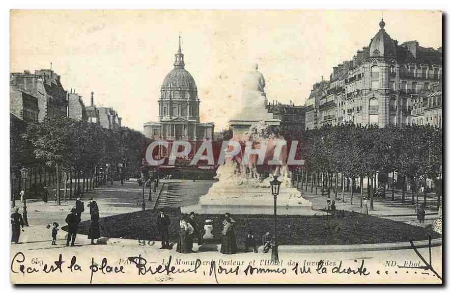CPA Paris Le Monument Pasteur et l'Hotel des Invalides 