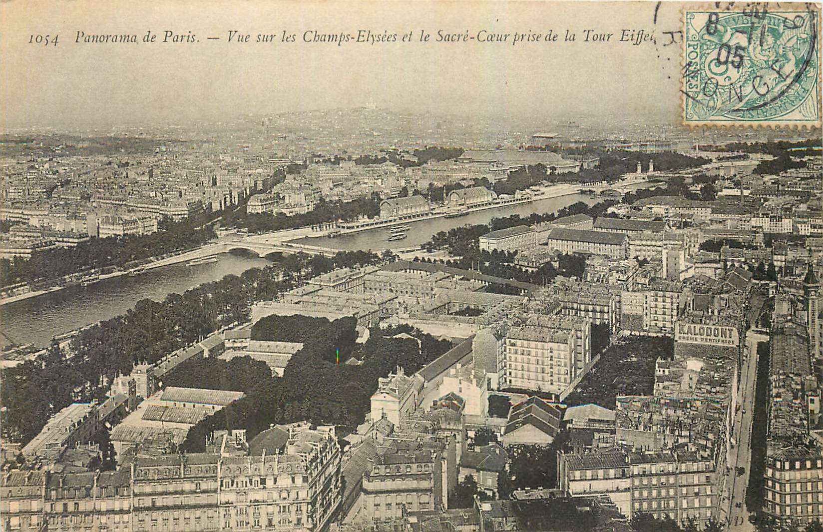 CPA Panorama de Paris Vue sur les Champs Elysees et le Sacre Coeur prise de la Tour Eiffel 