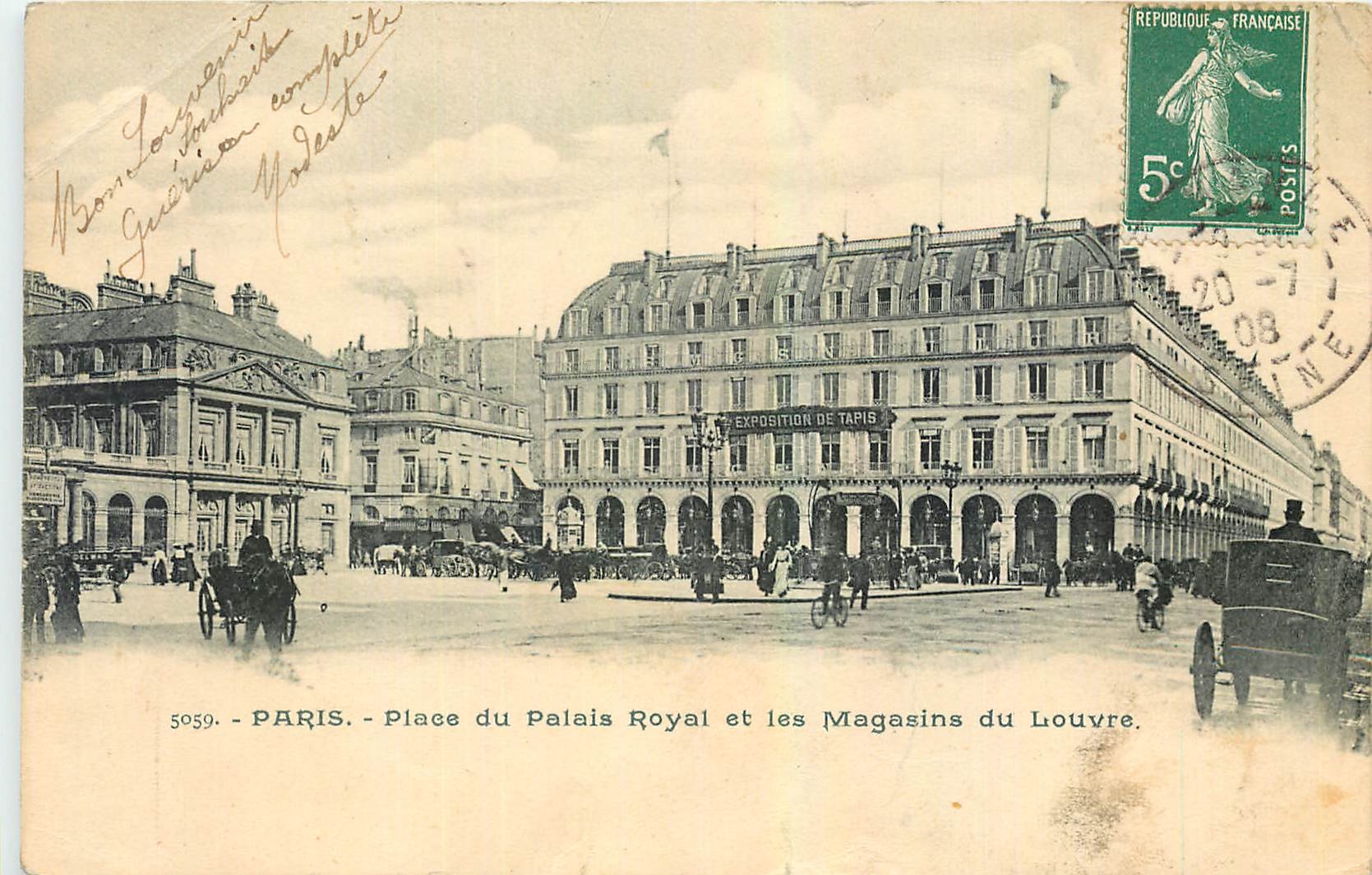 CPA Paris Place du Palais Royal et les Magasins du Louvre Metro