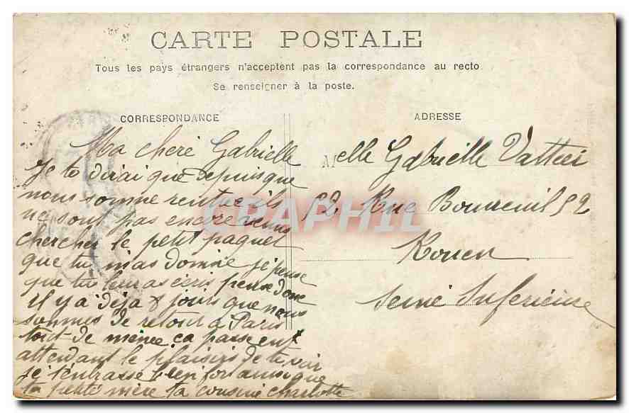CPA Paris Arc de Triomphe du Carrousel  — Rückseite