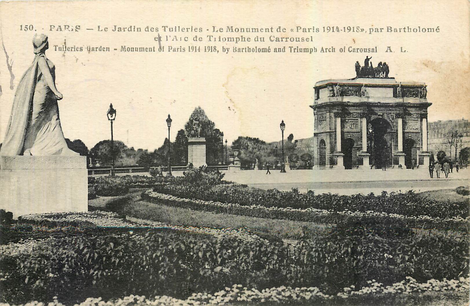 CPA Paris Le Jardin des Tilerles Le Monument de Paris 1914 1915 