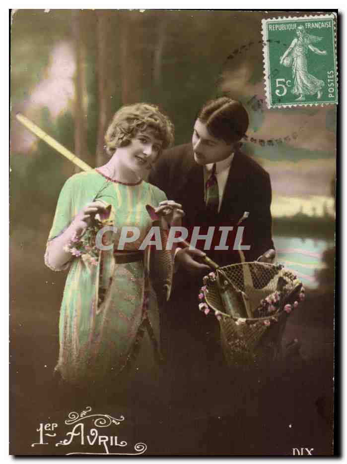 Fantaisie CPA 1er avril poisson