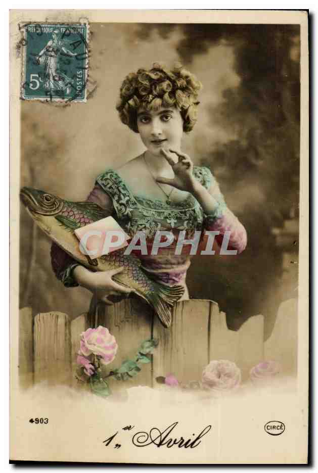 Fantaisie CPA 1er avril poisson 