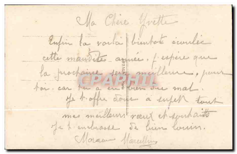 Fantaisie CPA Bonne annee militaria fer a cheval — Rückseite