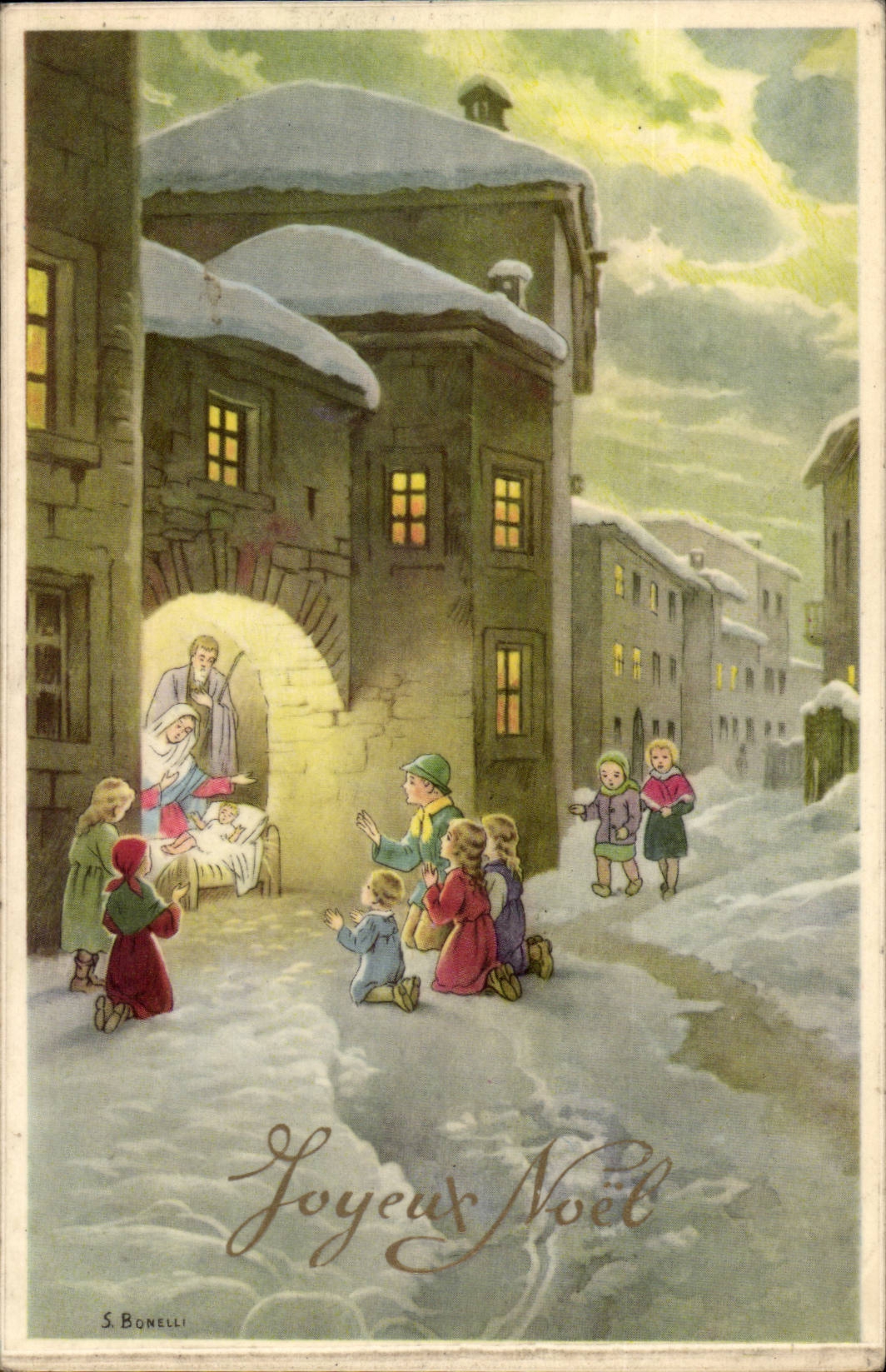 Fantaisie CPA Bonne annee Joyeux Noel