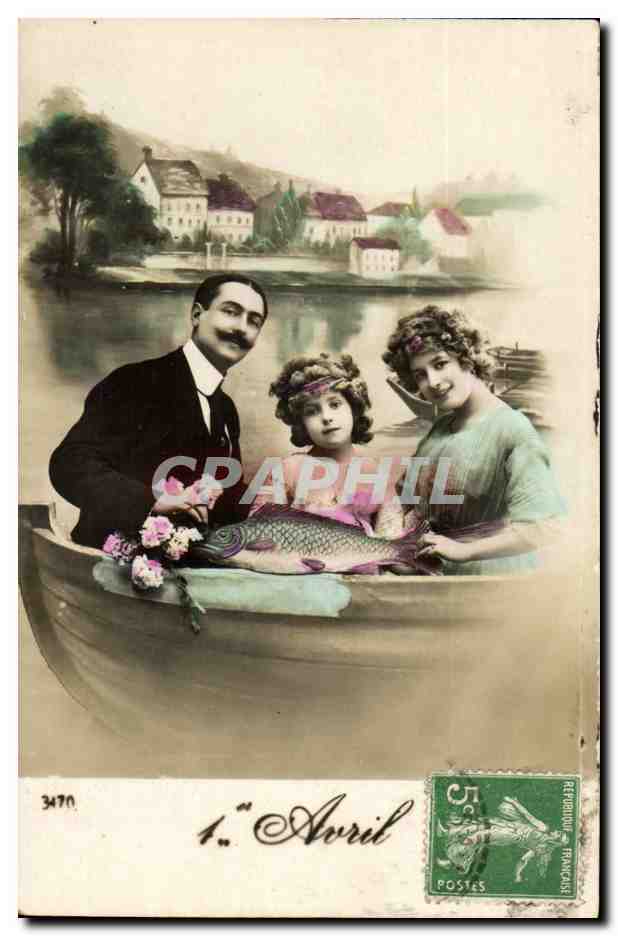 Fantaisie CPA Joyeuses Paques poisson 1er avril enfant soldat
