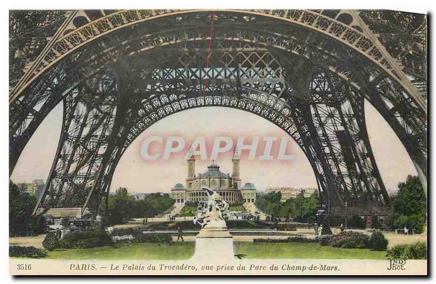 CPA Paris Le Palais du Trocadero vue prise du Parc du Champ de Mars 