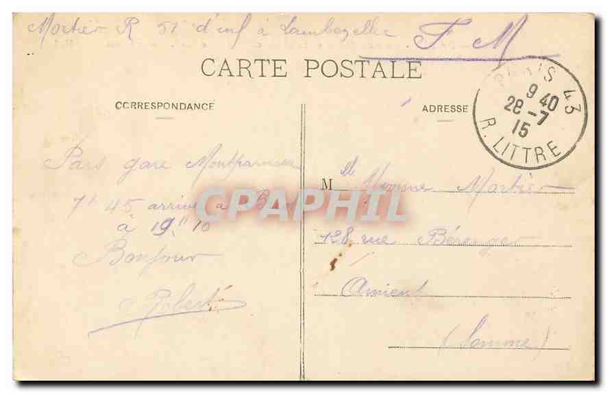 CPA Paris le Pantheon et la Statue de J J Rousseau  — Rückseite