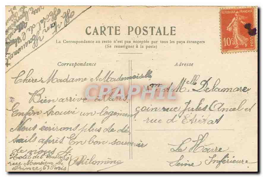 CPA Paris L'Hotel de Ville  — Rückseite