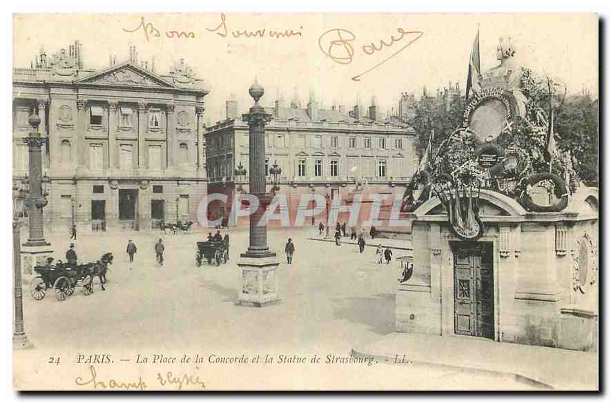 CPA Paris La Place de la Concorde et la Statue de Strasbourg 