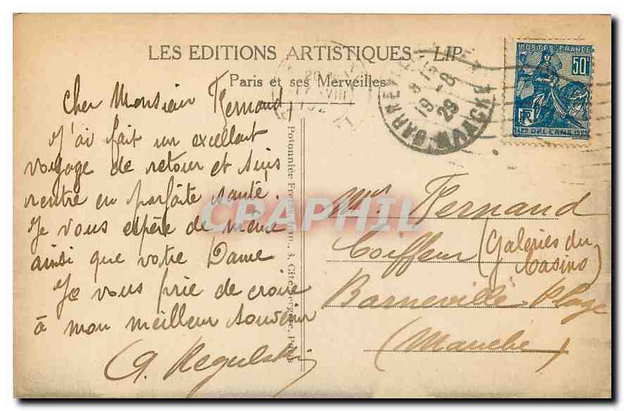 CPA Paris La Conciergerie et le Pont au Change  — Verso