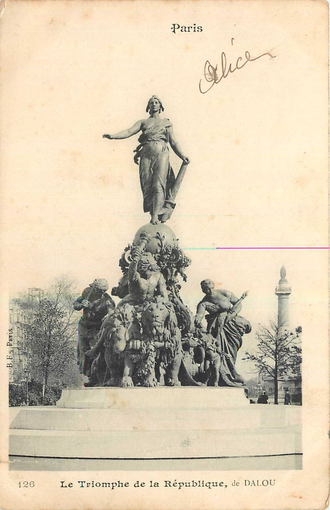 CPA Paris Le triomphe de la Republique de Dalou Lion