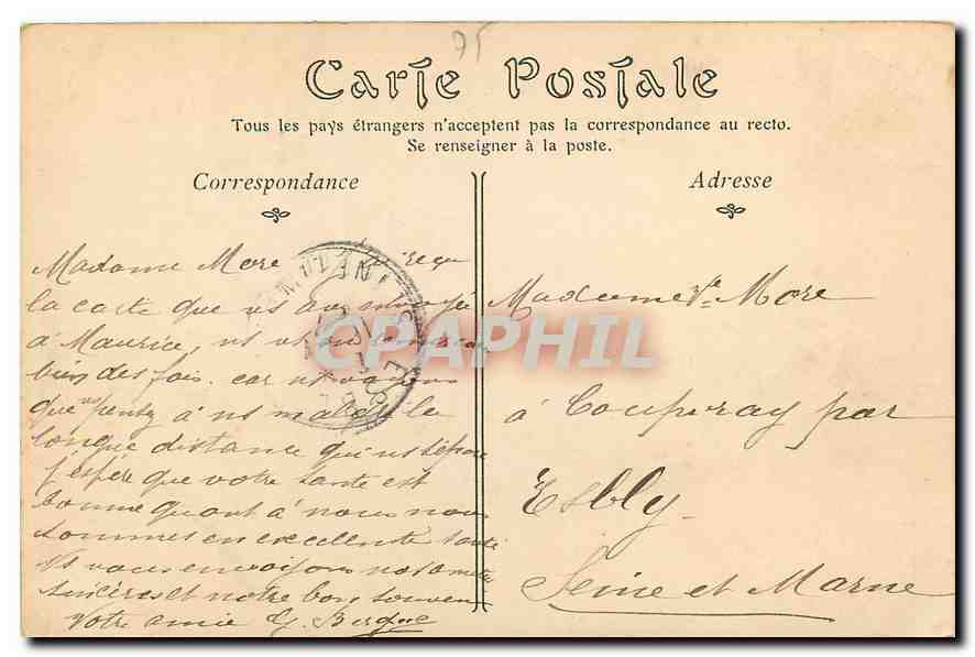CPA Paris Monument eleve a la Memoire de Gambetta  — Rückseite