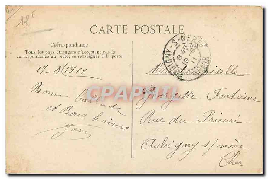 CPA Paris Trocadero Automobile — Verso