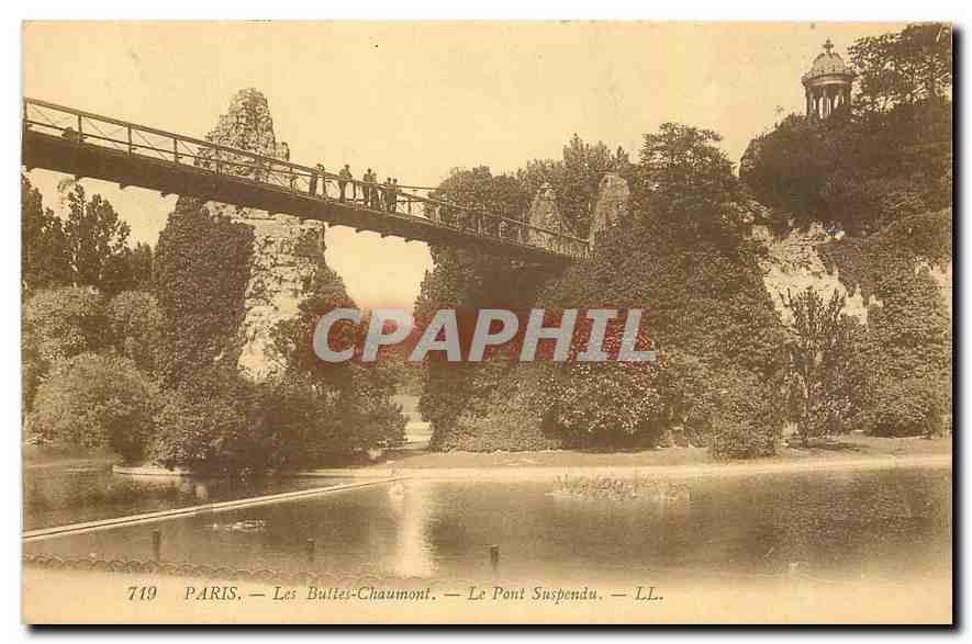 CPA Paris Les Buttes chaumont Le Pont Suspendu 