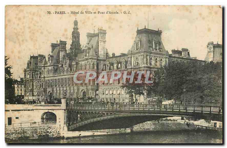 CPA Paris Hotel de Ville et Pont d'Arcole 