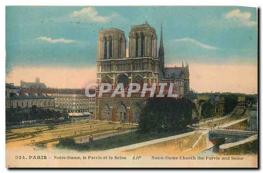 CPA Paris Notre Dame le Parvis et la Seine 
